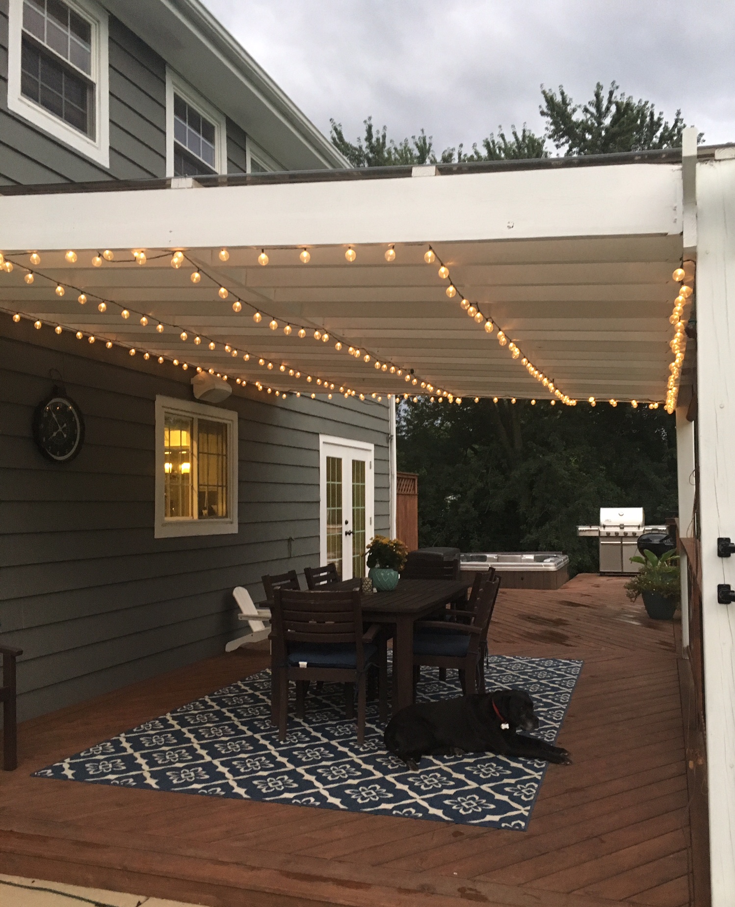 string lights on pergola