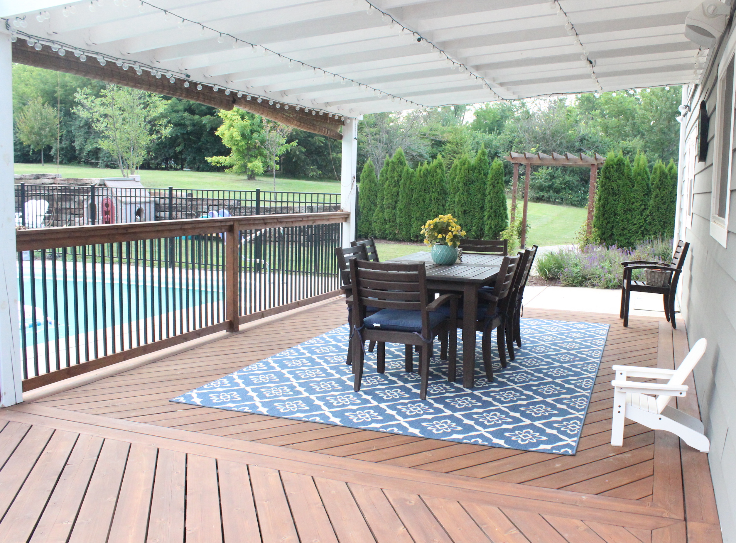 back deck white pergola