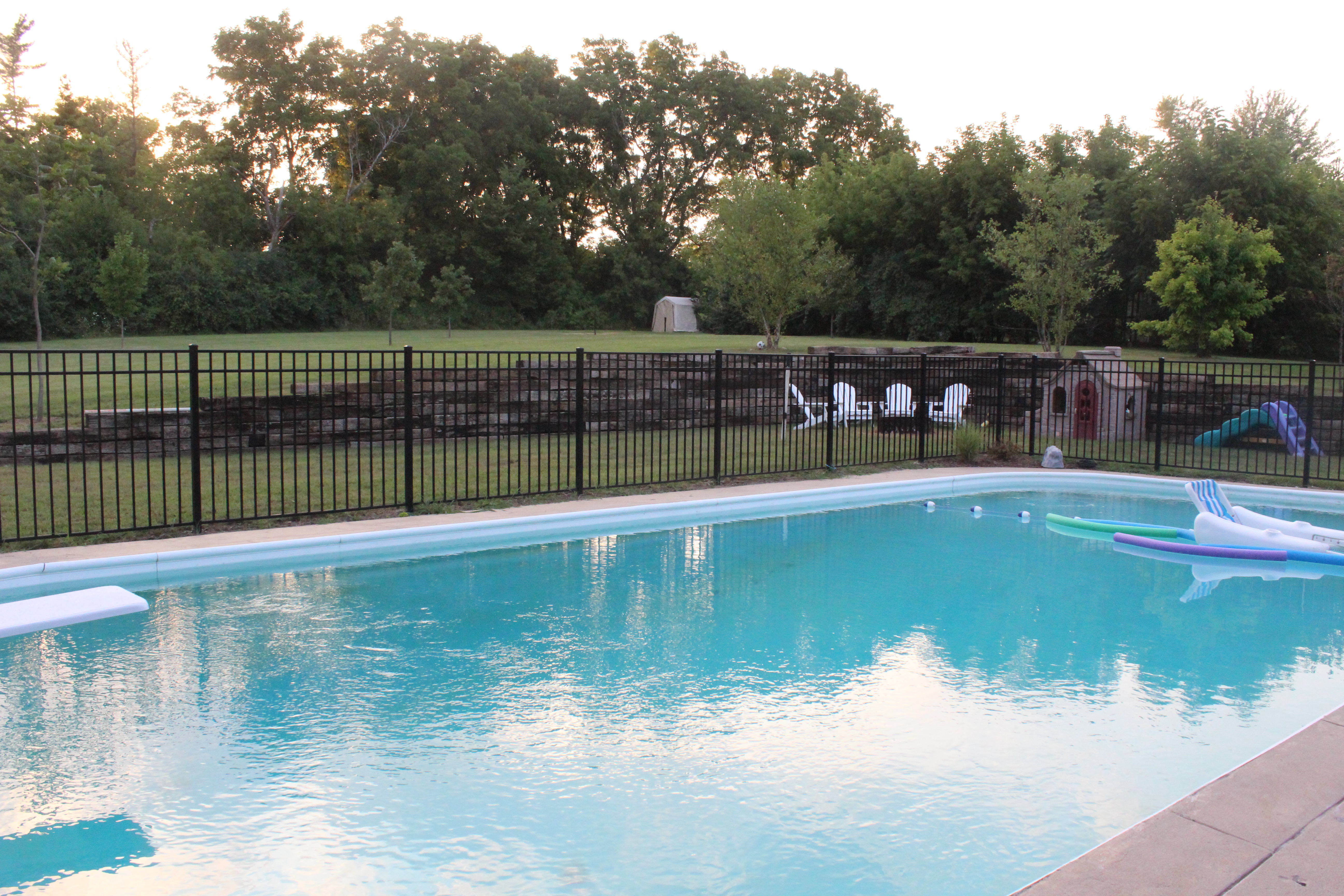 pool view retaining wall