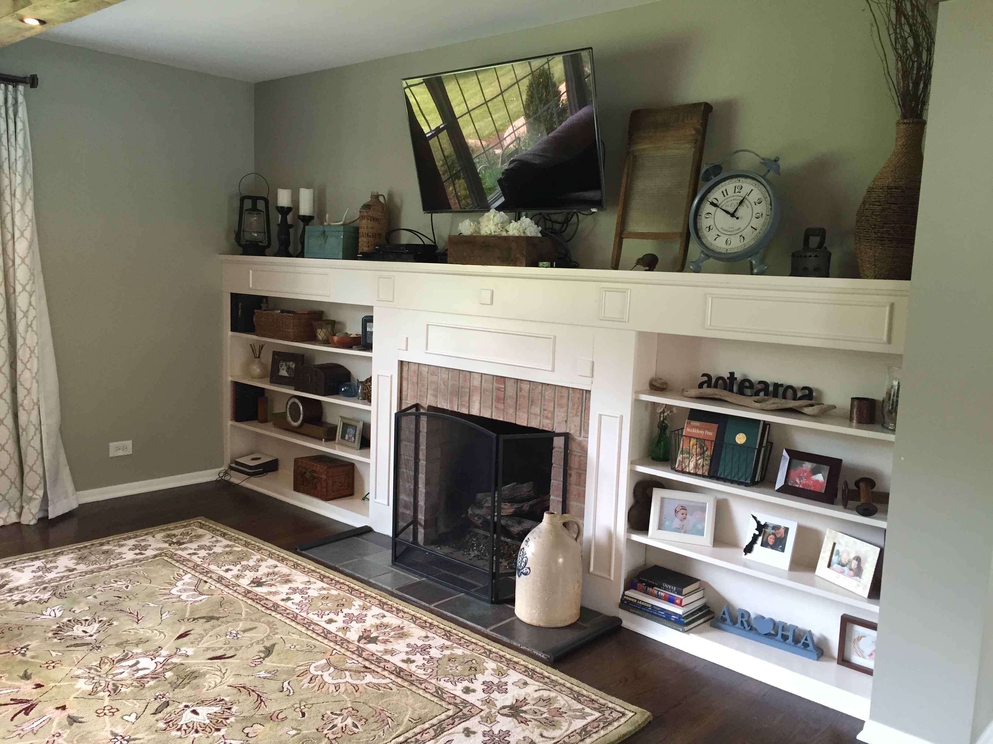 Fireplace and Built-ins Before and After